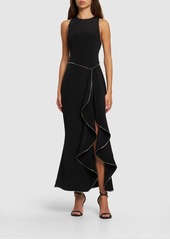 Brandon Maxwell Silk Crepe Long Dress W/ Zip Details