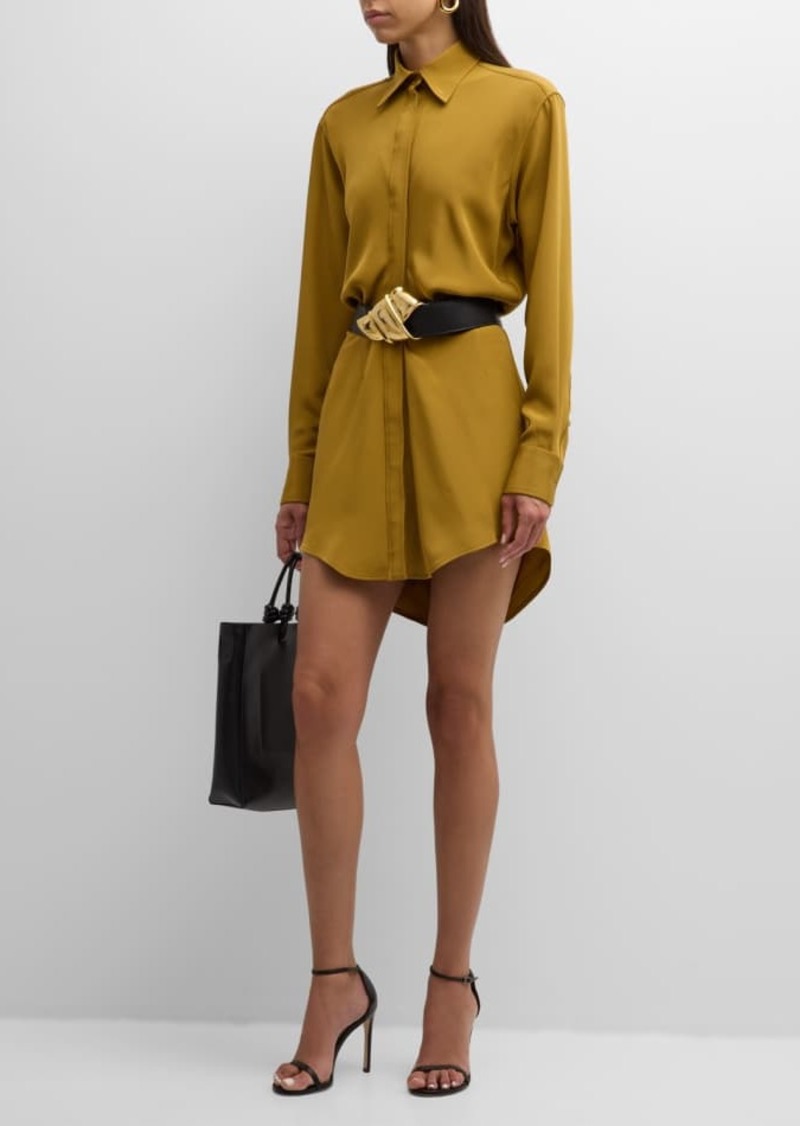 Brandon Maxwell The Vera Silk Crepe Mini Shirtdress