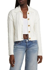 Brass Plum BP. Cable Polo Cardigan in Ivory at Nordstrom Rack