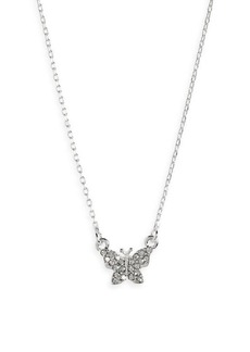 Brass Plum BP. Crystal Butterfly Pendant Necklace