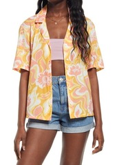Brass Plum BP. Floral Oversize Retro Camp Shirt in Yellow Charlotte Retro Floral at Nordstrom