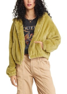 Brass Plum BP. Hooded Faux Fur Jacket in Green Grove at Nordstrom