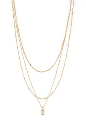 Brass Plum BP. 14K Gold Dipped Layered Rhinestone Pendant Necklace at Nordstrom
