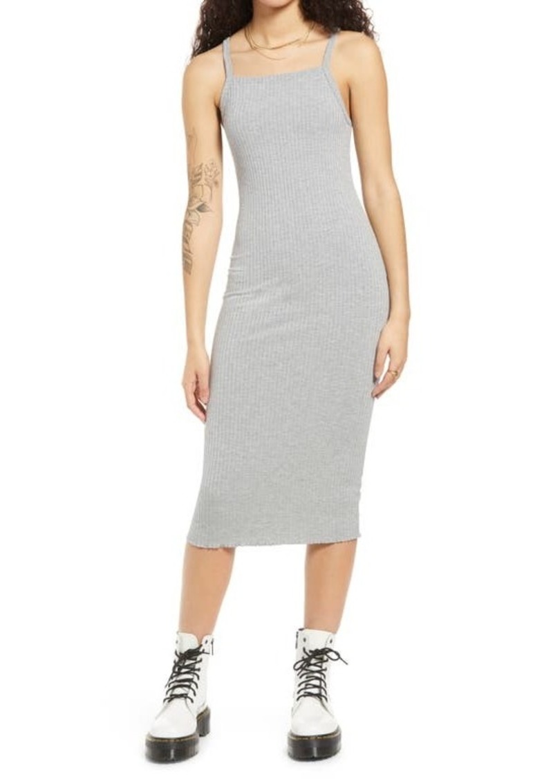 BP. Ribbed Midi Dress in Grey Light Heather at Nordstrom - 60% Off!