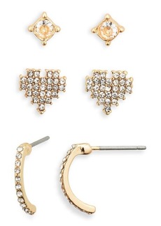 Brass Plum BP. Set of 3 Crystal Earrings