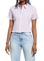 Brass Plum BP. Smocked Button-Up Shirt in Purple Bloom at Nordstrom