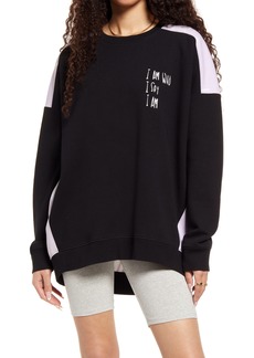 Brass Plum BP. Gender Inclusive Sport Organic Cotton Blend Sweatshirt in Black- White I Am Who I Say at Nordstrom