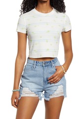 Brass Plum BP. Organic Cotton Blend Thermal T-Shirt in Ivory- Blue Striped Daisy at Nordstrom