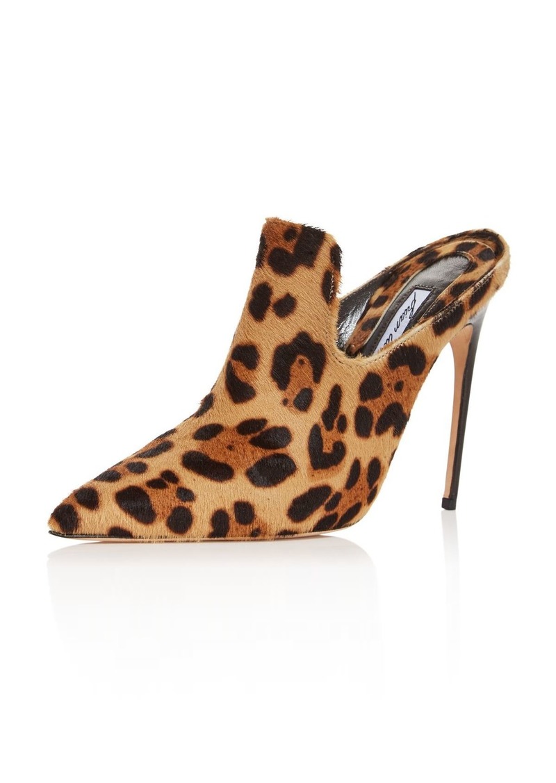 leopard high heel mules