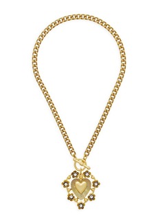Brinker & Eliza Adele 24K Antique Goldplated Crystal Heart Necklace