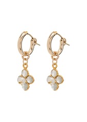 Brinker & Eliza pearl detail drop hoop earrings