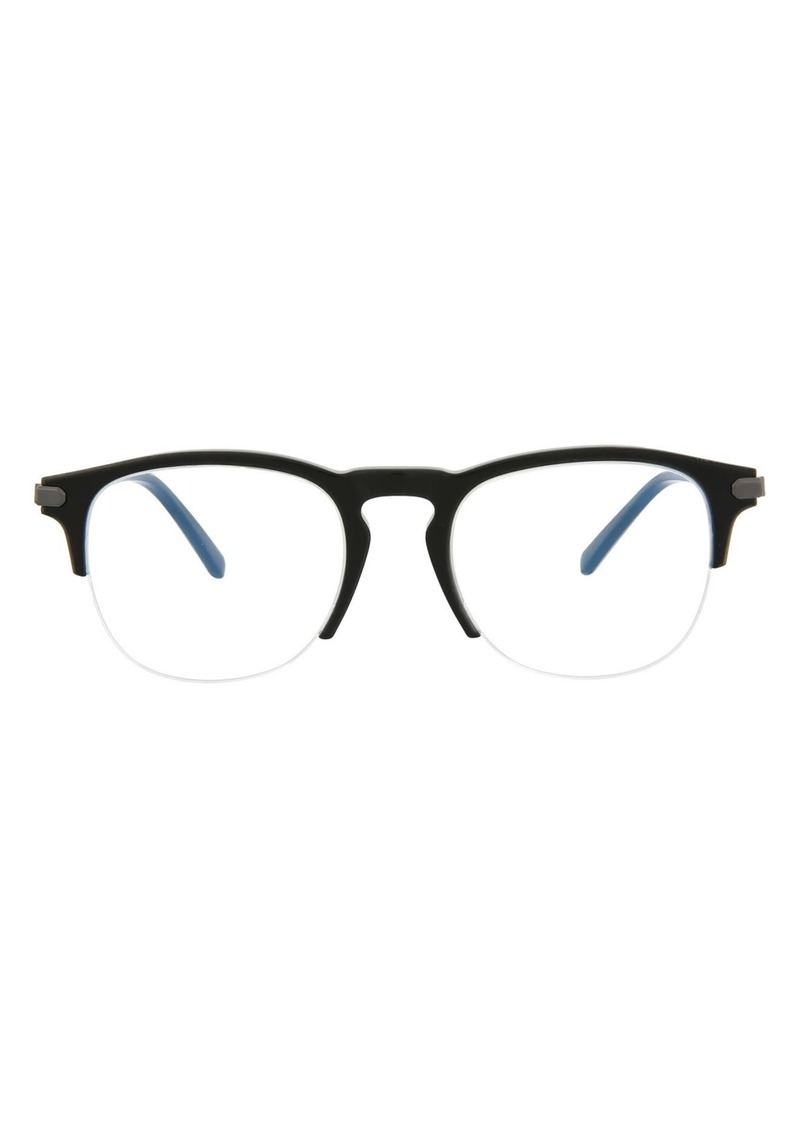 Brioni Fashion 51mm Round Optical Glasses in Black Black Transparent at Nordstrom Rack