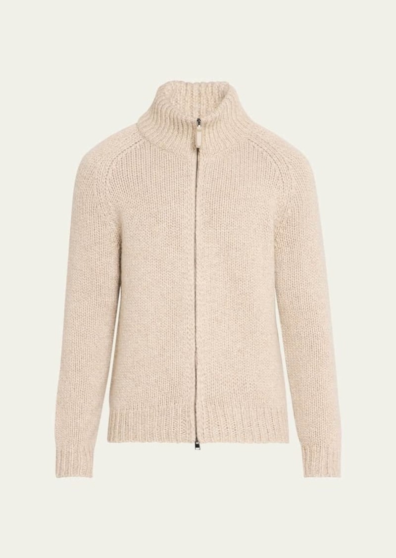 Brioni Men's Cashmere Mouline Zip Sweater