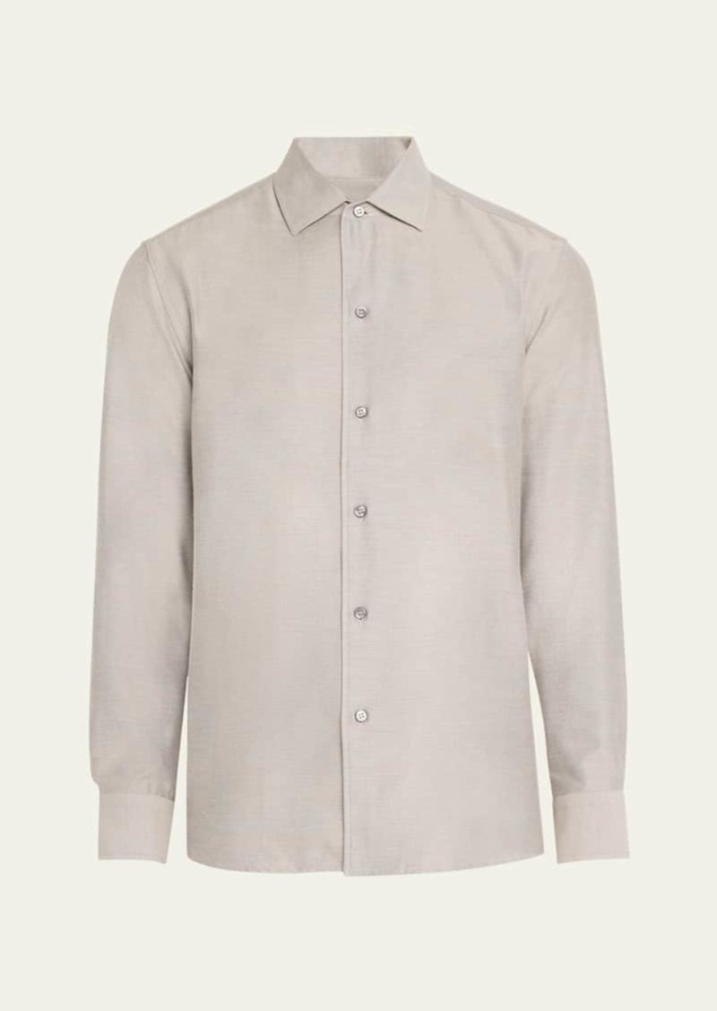 Brioni Men's Cotton Twill Sport Shirt