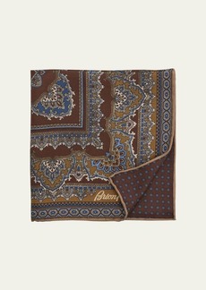 Brioni Men's Double-Face Medallion and Circle Silk Pocket Square