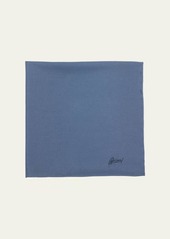 Brioni Men's Embroidered Silk Poplin Pocket Square