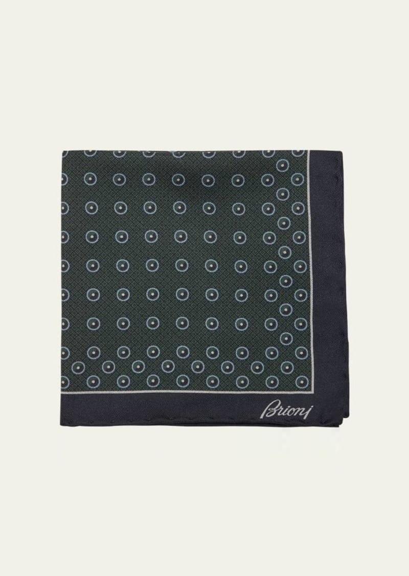 Brioni Men's Geometric-Print Silk Pocket Square