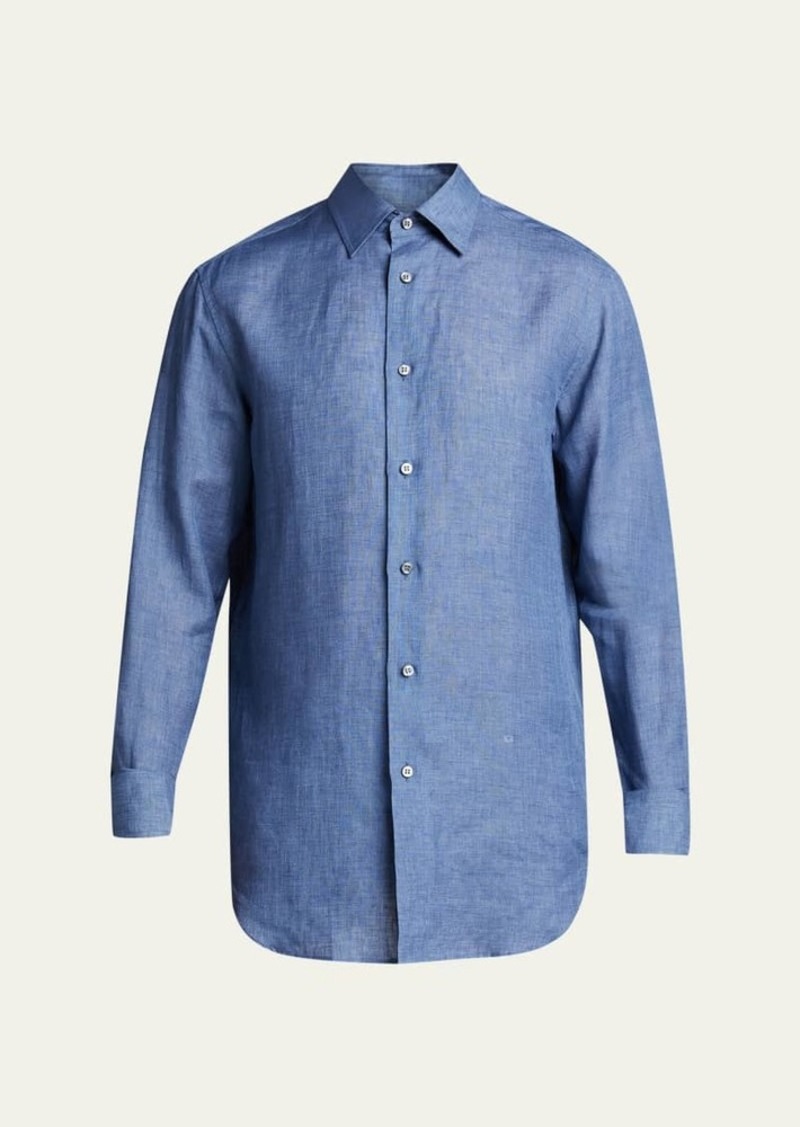 Brioni Men's Linen Chambray Sport Shirt