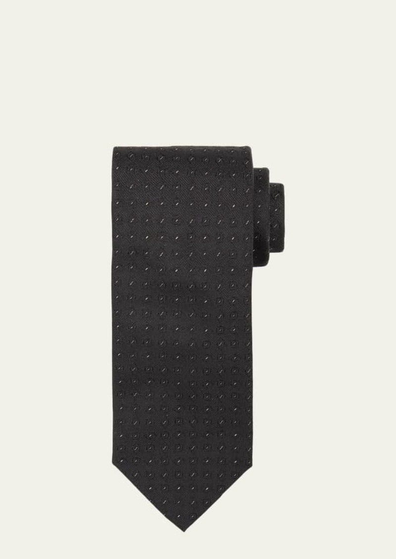 Brioni Men's Micro-Geometric Silk Jacquard Tie