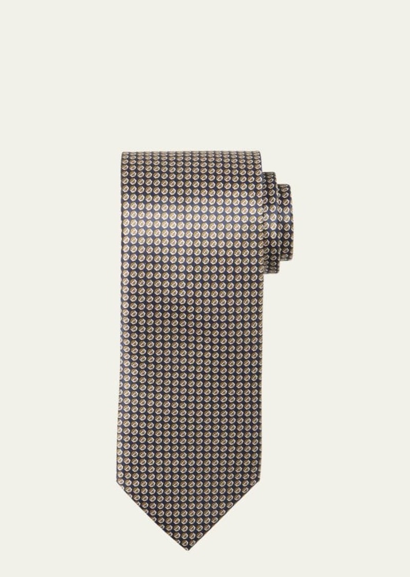 Brioni Men's Micro-Geometric Silk Tie