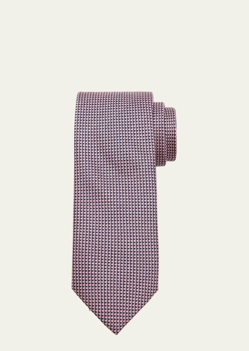 Brioni Men's Micro-Geometric Silk Tie