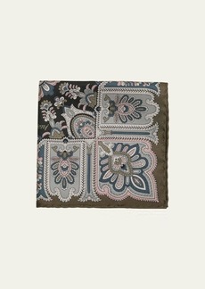 Brioni Men's Silk Floral-Paisley Pocket Square
