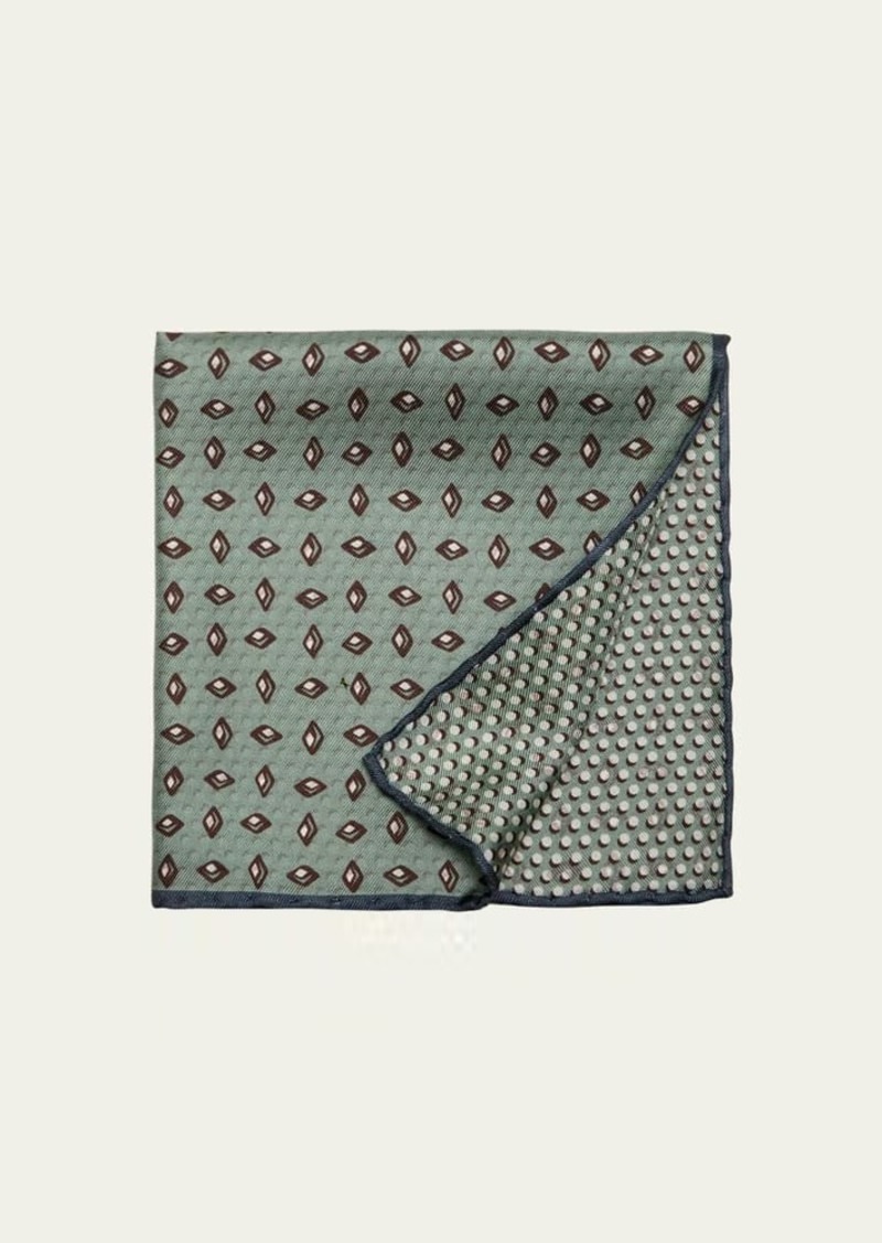 Brioni Men's Silk Geometric Double-Face Pocket Square