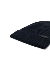 Brioni logo-patch ribbed knit hat