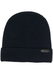 Brioni logo-patch ribbed knit hat
