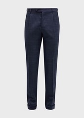 Brioni Men's Textured Wool-Blend Pleated Pants