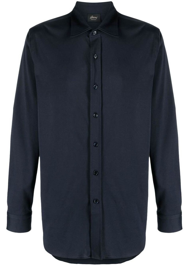 Brioni spread-collar cotton shirt