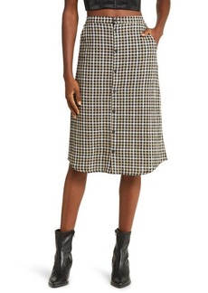 Brixton Beverly Check Button-Up Cotton Skirt
