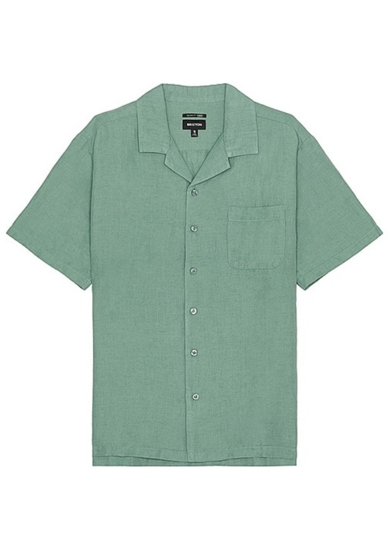 Brixton Bunker Linen Blend Short Sleeve Camp Collar Shirt