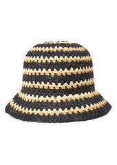 Women's Brixton Essex Raffia Bucket Hat - Black