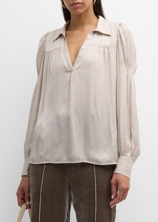 Brochu Walker Anson Ruched Puff-Sleeve Blouse