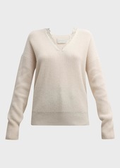 Brochu Walker Ava Ribbed Lace-Trim Wool-Cashmere Sweater