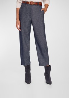 Brochu Walker Talia Cropped Straight-Leg Cotton-Linen Pants