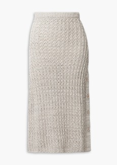Brock Collection - Open-knit linen and cotton-blend midi skirt - Gray - XXL