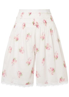 Brock Collection - Scarlett lace-trimmed floral-print cotton-voile shorts - White - US 8