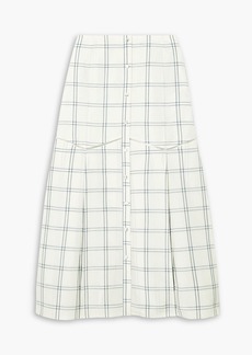 Brock Collection - Tamala pleated checked linen and silk-blend midi skirt - White - US 2