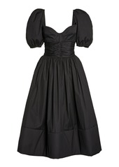 Brock Collection - Women's Rosette Puffed-Sleeve Cotton A-Line Dress - Black - Moda Operandi