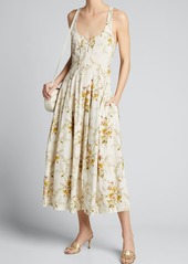 Brock Collection Floral Print Cotton Midi Dress