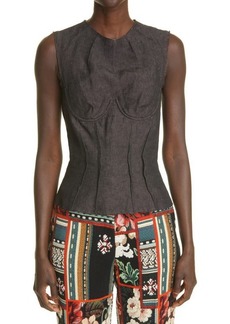 Brock Collection Thao Sleeveless Corset Top in Charcoal at Nordstrom
