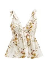 Brock Collection Tie-shoulder floral-print cotton-blend poplin top