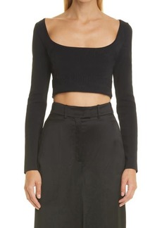 Brock Collection Tomiko Long Sleeve Crop Top in Black at Nordstrom