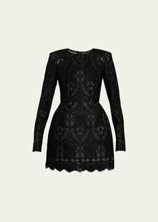 Bronx and Banco Casey Long-Sleeve Fit-&-Flare Lace Mini Dress