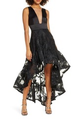Bronx and Banco Fiona Noir Satin High/Low Gown in Black at Nordstrom
