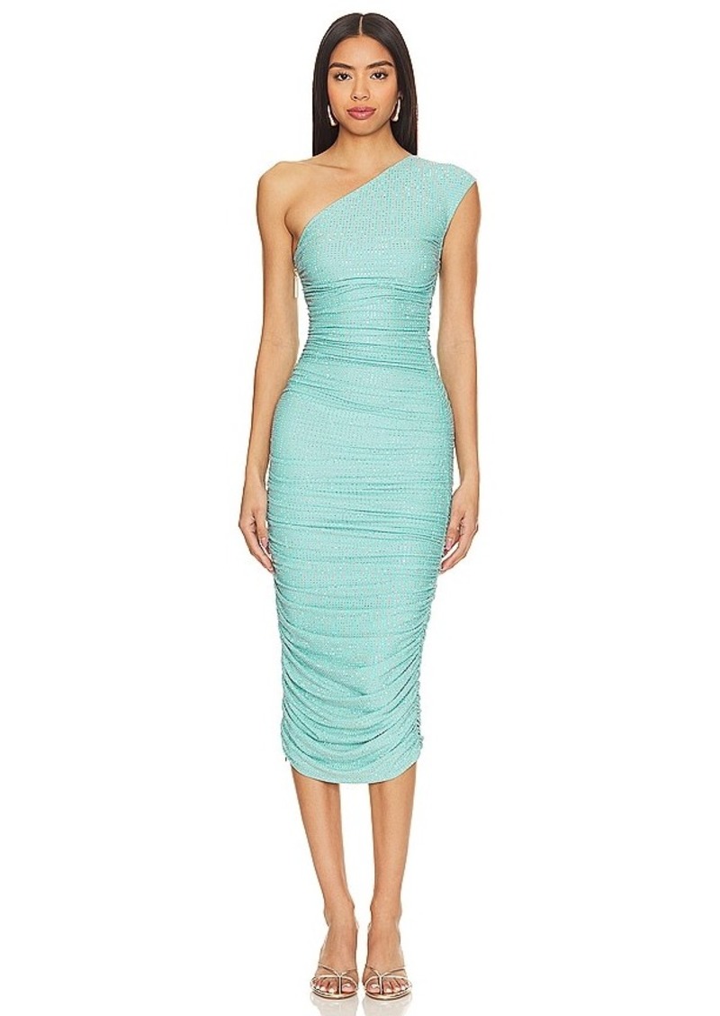 Bronx and Banco Maya One Shoulder Diamond Midi Dress