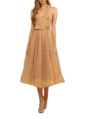Bronx and Banco Cindy Shimmery Fit-&-Flare Midi Dress