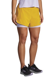 Brooks Run Within 2-in-1 Running Shorts in Golden Hour/Violet Dash at Nordstrom